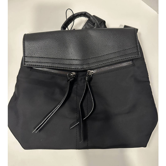 NWT Botkier New York Black Faux Leather Trigger Nylon Bag Mini Backpack - Picture 6 of 13